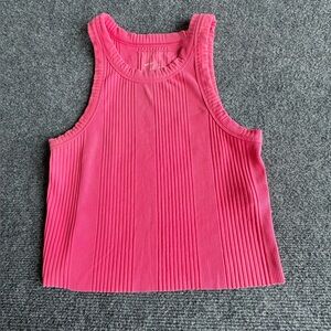 Aerie Bright Pink Cropped Ribbed Tank Top Size Medium